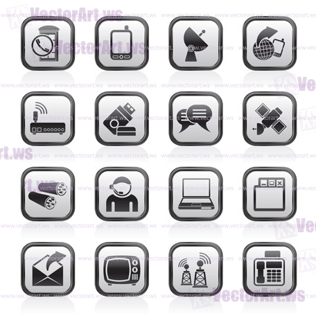 Communication, connection  and technology icons - vector icon set