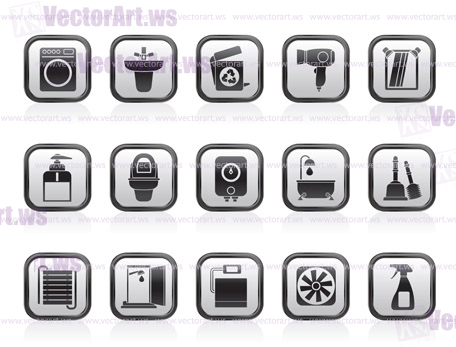 Bathroom and toilet objects and icons - vector icon set