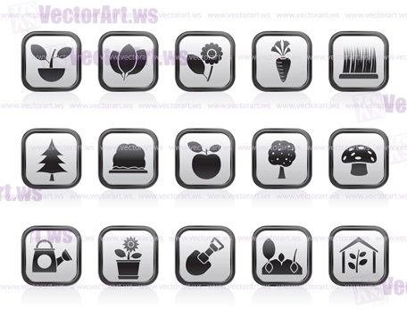 Different Plants and gardening Icons - vector icon set