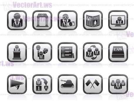 Politics, election and political party icons - vector icon set