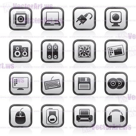 Computer Items and Accessories icons - vector icon set