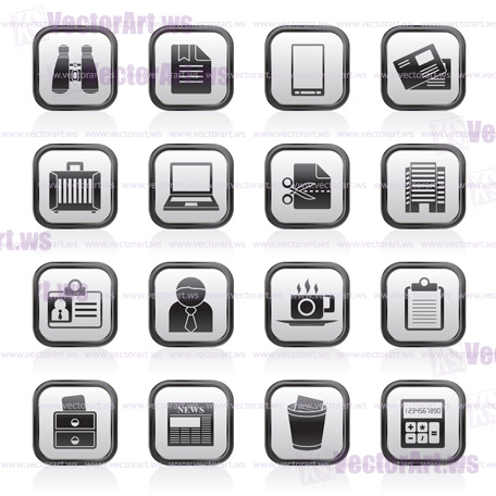 Business and office elements icons - vector icon set