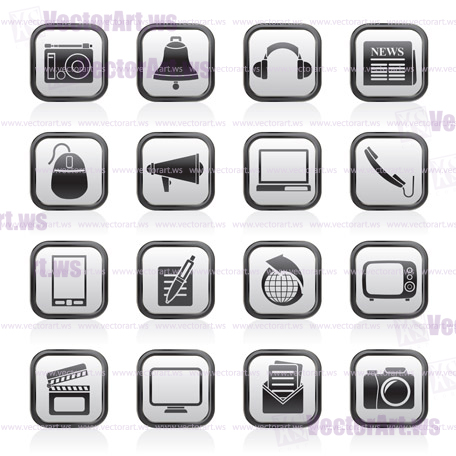 Communication and media icons - vector icon set