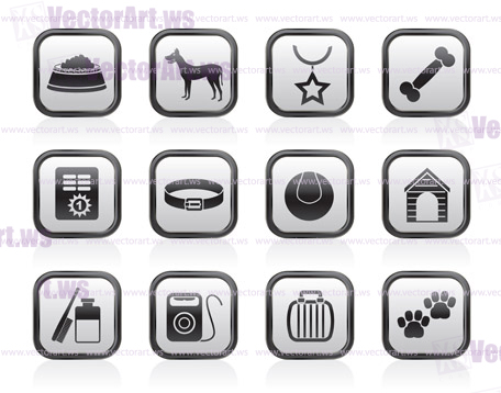 dog accessory and symbols icons - vector icon set