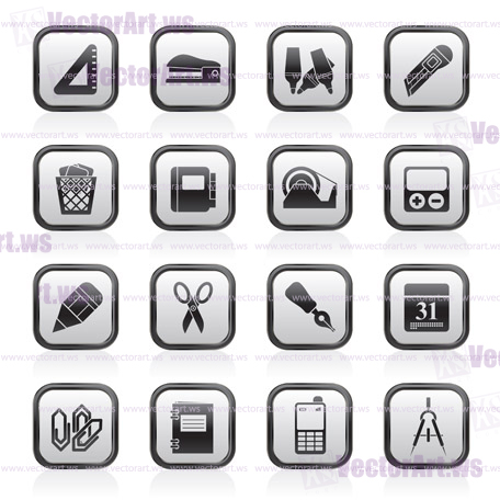 Business and office objects icons - vector icon set