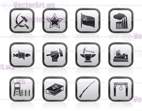 Communism, socialism and revolution icons - vector icon set