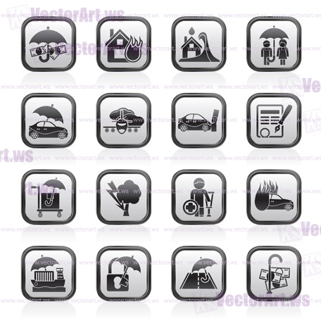 Insurance and risk icons - vector icon set