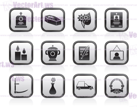 funeral and burial icons - vector icon set