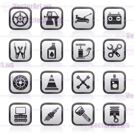 Transportation and car repair icons - vector icon set