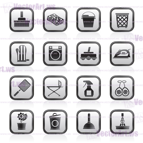 Household objects and tools icons - vector icon set