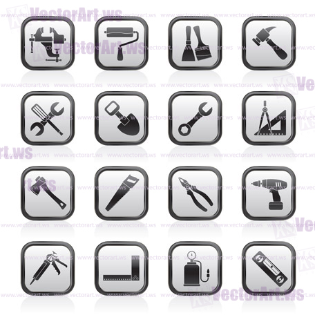 Building and Construction work tool icons - vector icon set