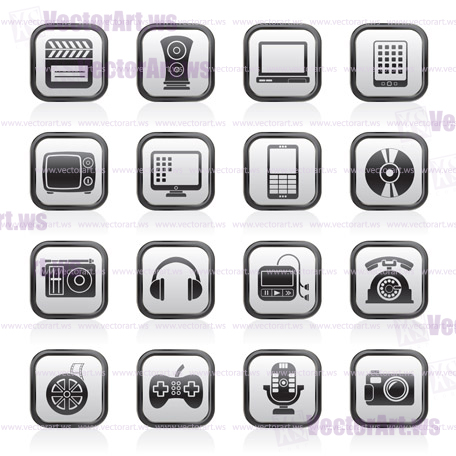 multimedia and technology icons - vector icon set