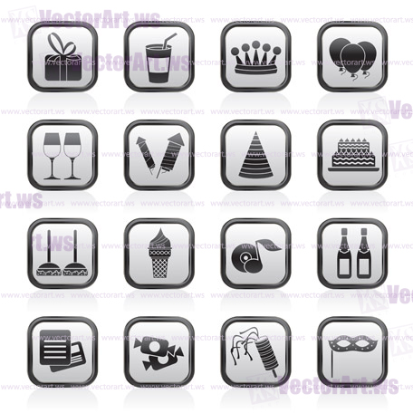 birthday and party icons - vector icon set