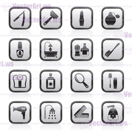 body care and cosmetics icons - vector icon set