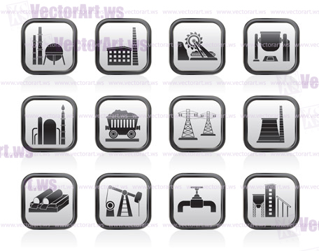 Heavy industry icons - vector icon set