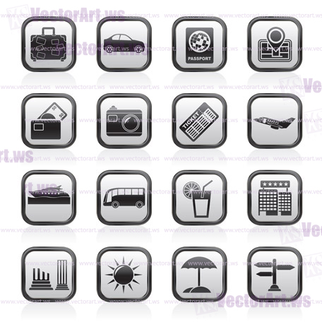 Travel and vacation icons - vector icon set