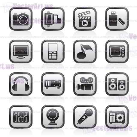 multimedia and technology icons - vector icon set