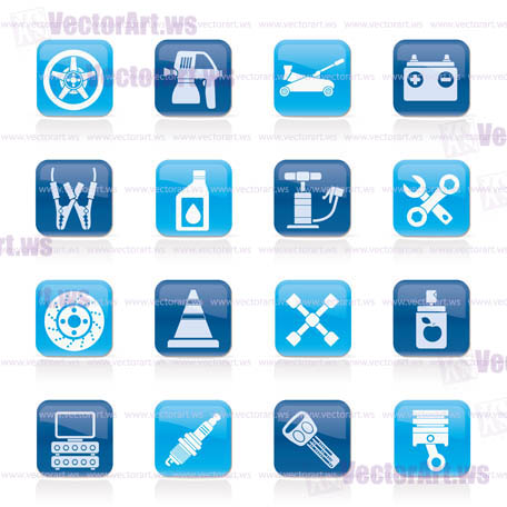 Transportation and car repair icons - vector icon set