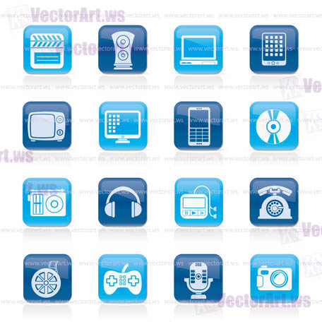 multimedia and technology icons - vector icon set