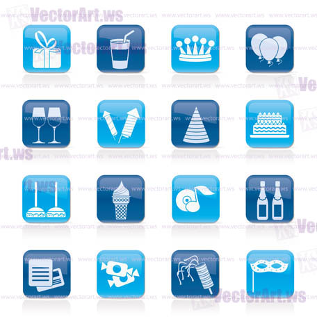 birthday and party icons - vector icon set