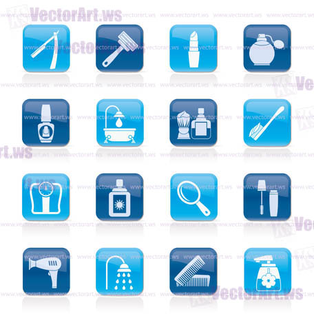 body care and cosmetics icons - vector icon set