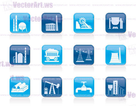 Heavy industry icons - vector icon set