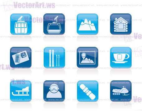 Ski Track and sport icons - vector icon set