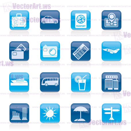 Travel and vacation icons - vector icon set