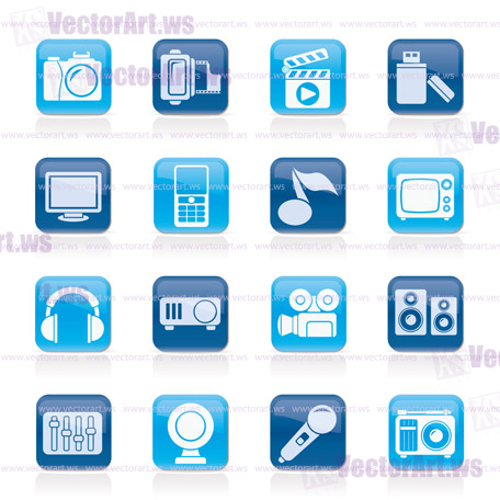 multimedia and technology icons - vector icon set