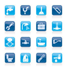 plumbing objects and tools icons - vector icon set