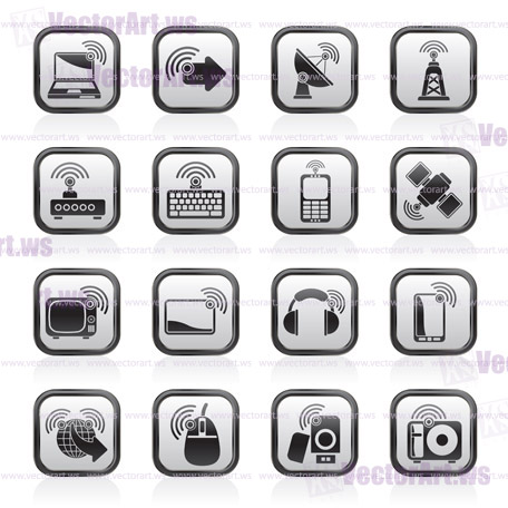 wireless and technology icons - vector icon set