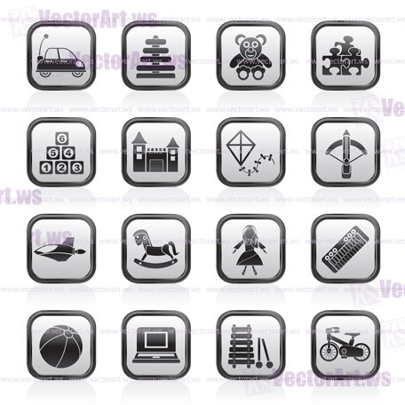 different kind of toys icons - vector icon set