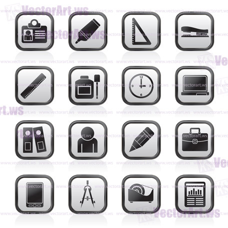 Business and office objects icons - vector icon set