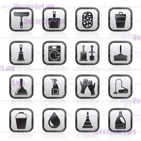 Cleaning and hygiene icons - vector icon set