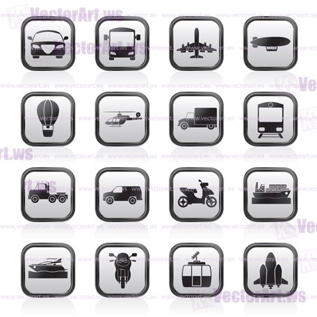 Transportation and travel icons - vector icon set