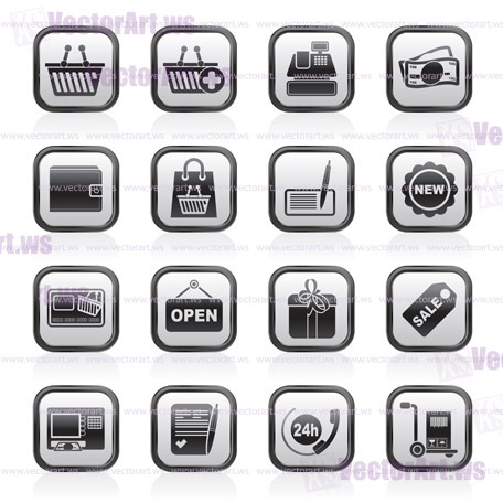 shopping and retail icons - vector icon set