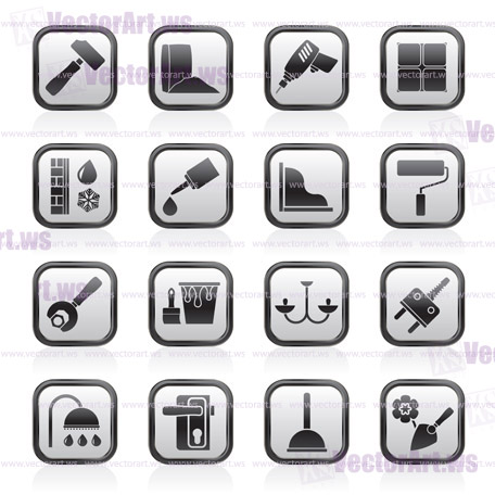 Construction and building equipment Icons - vector icon set 1