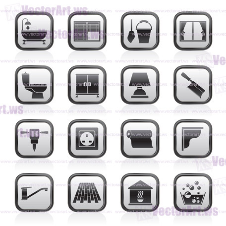 Construction and building equipment Icons - vector icon set 2