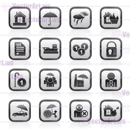 Insurance and risk icons - vector icon set