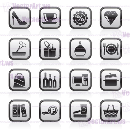 Shopping and mall icons - vector icon set