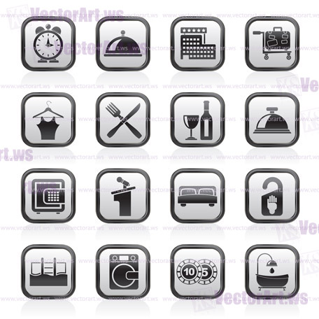 Hotel and motel icons - Vector icon Set