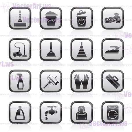 Cleaning and hygiene icons - vector icon set
