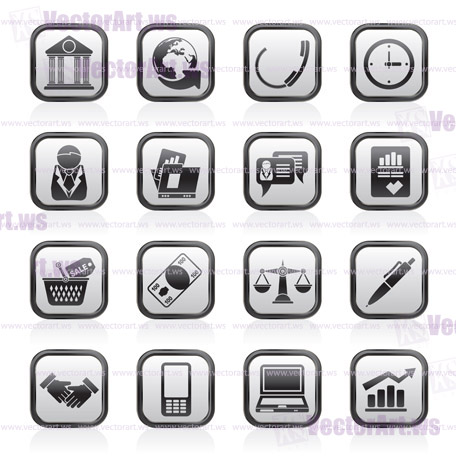 Business and office objects icons - vector icon set