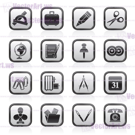 Business and office objects icons - vector icon set