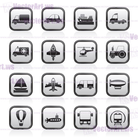 Different kind of transportation icons - vector icon set