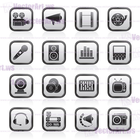 Audio and video icons - vector icon set