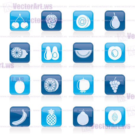 Different kind of fruit and  icons - vector icon set