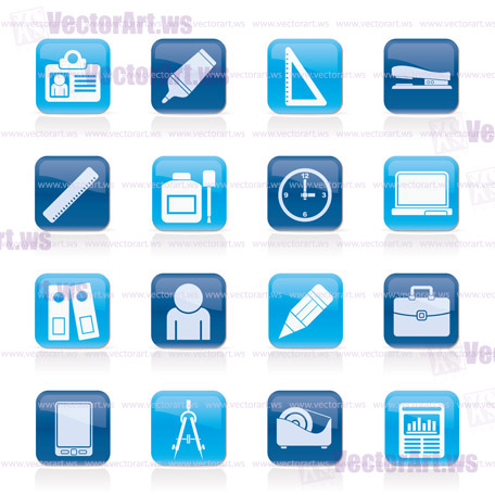 Business and office objects icons - vector icon set