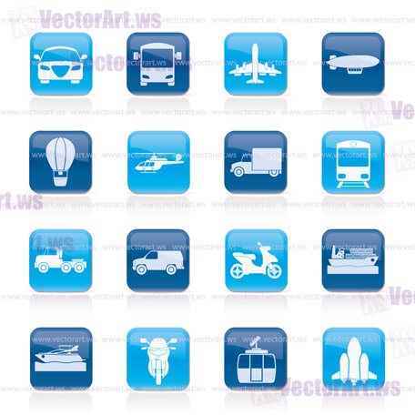 Transportation and travel icons - vector icon set