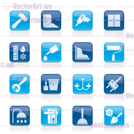 Construction and building equipment Icons - vector icon set 1